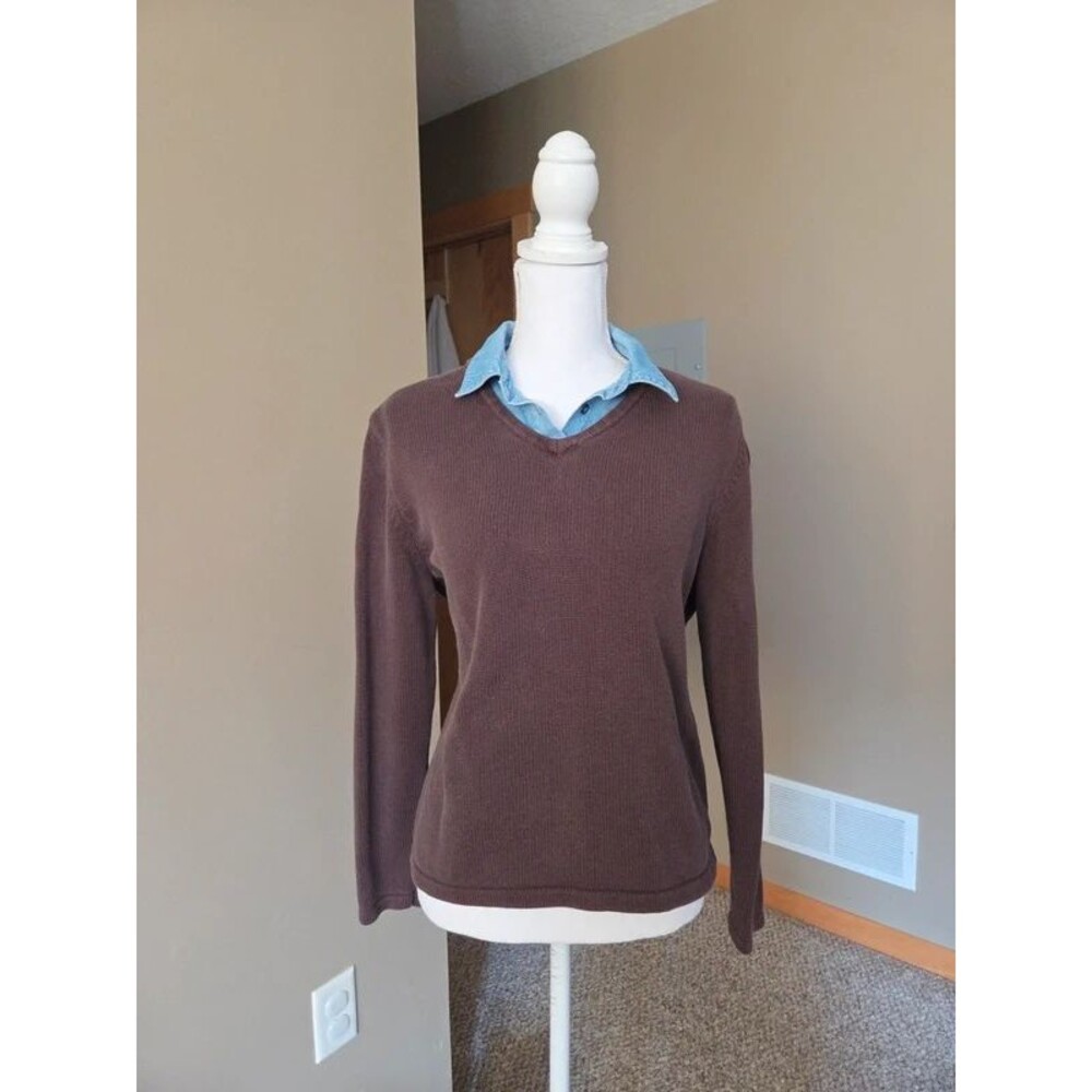 Vintage y2k Breckenridge brown sweater with denim collar